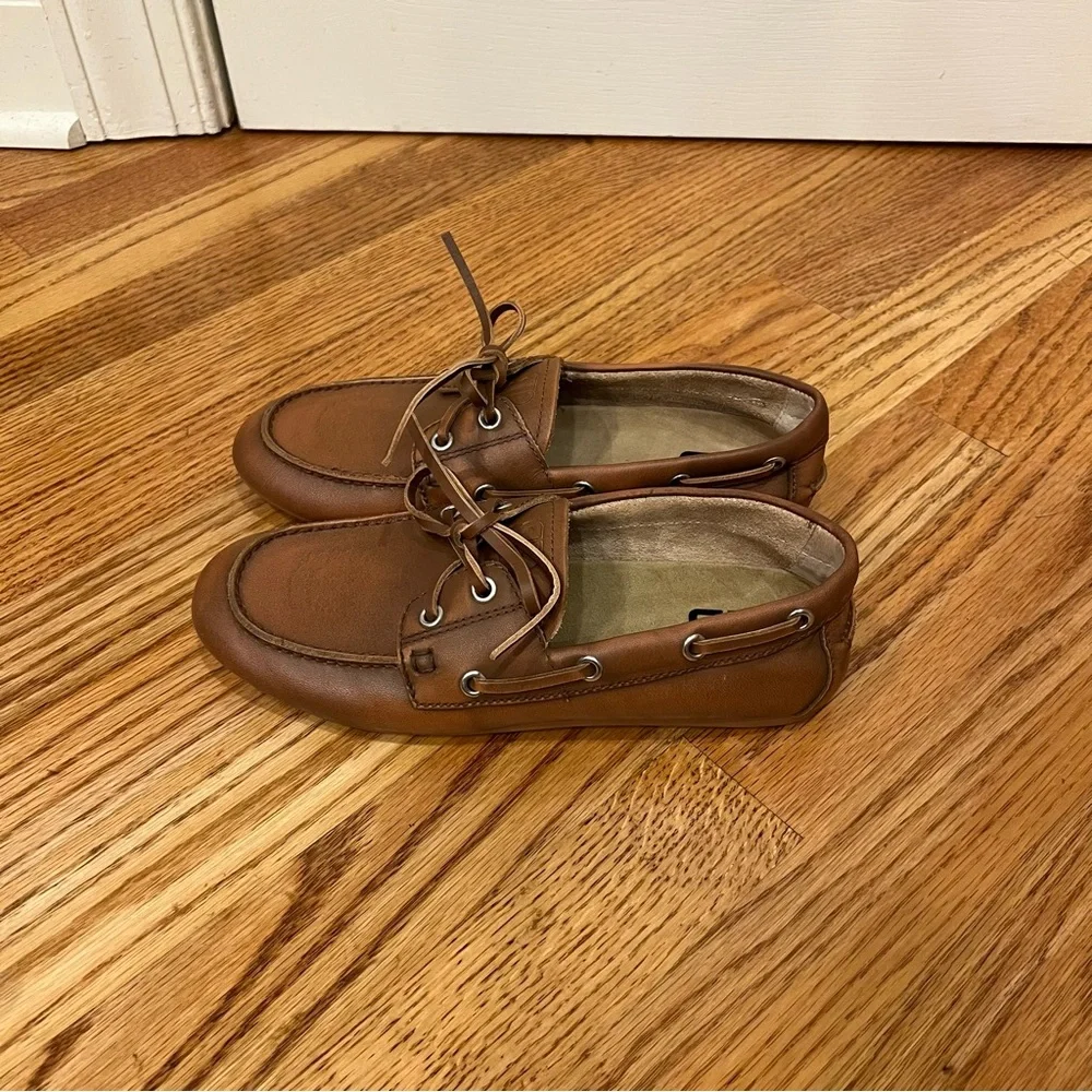 Anthropologie Bibilou Bibi Lou Leather Boat Shoes Brown Cognac Women’s EU 37 6.5